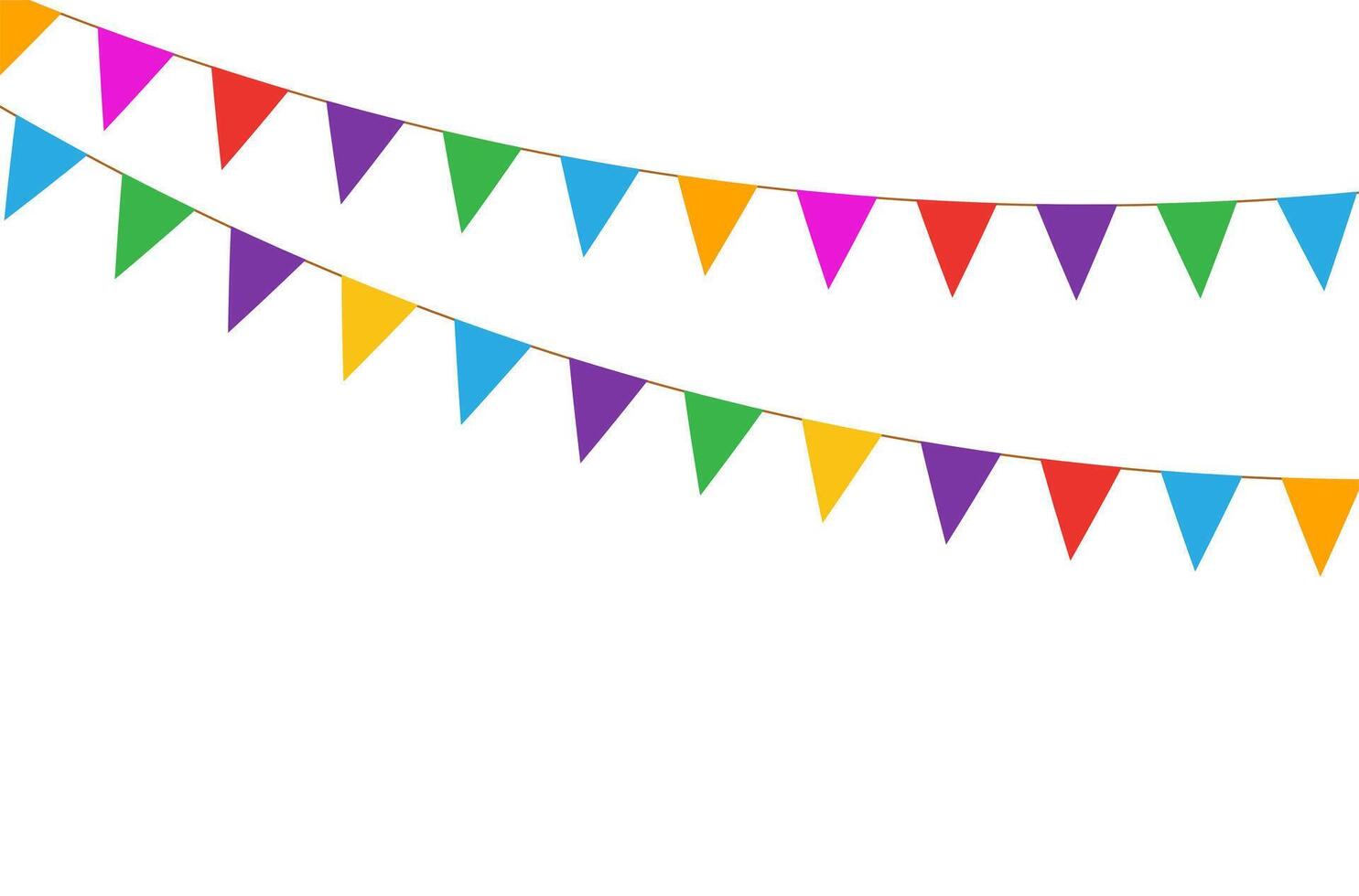 Party Decor with Multicolored Flags Background. vector