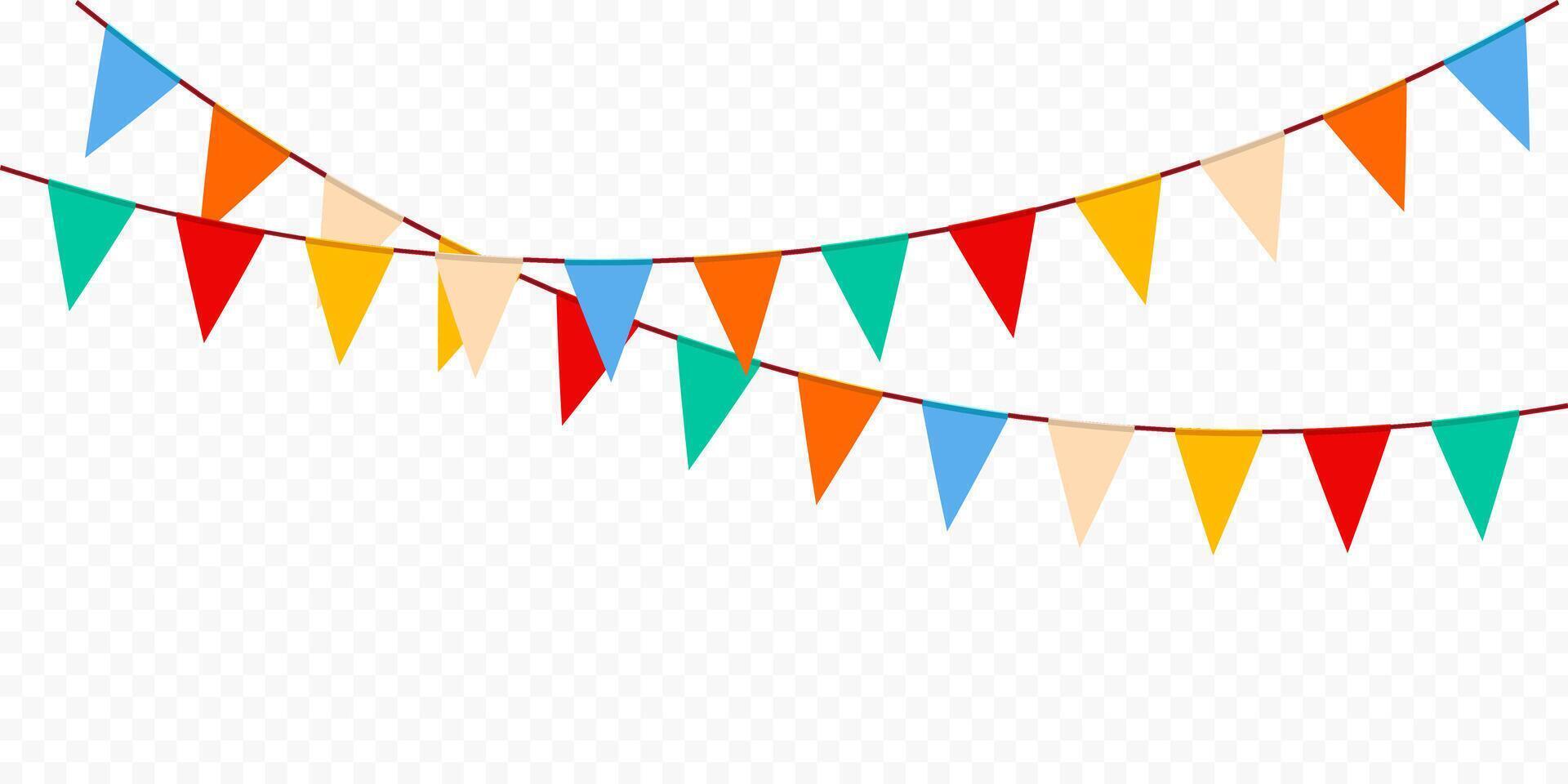 Colorful flag party decoration element on white background. vector