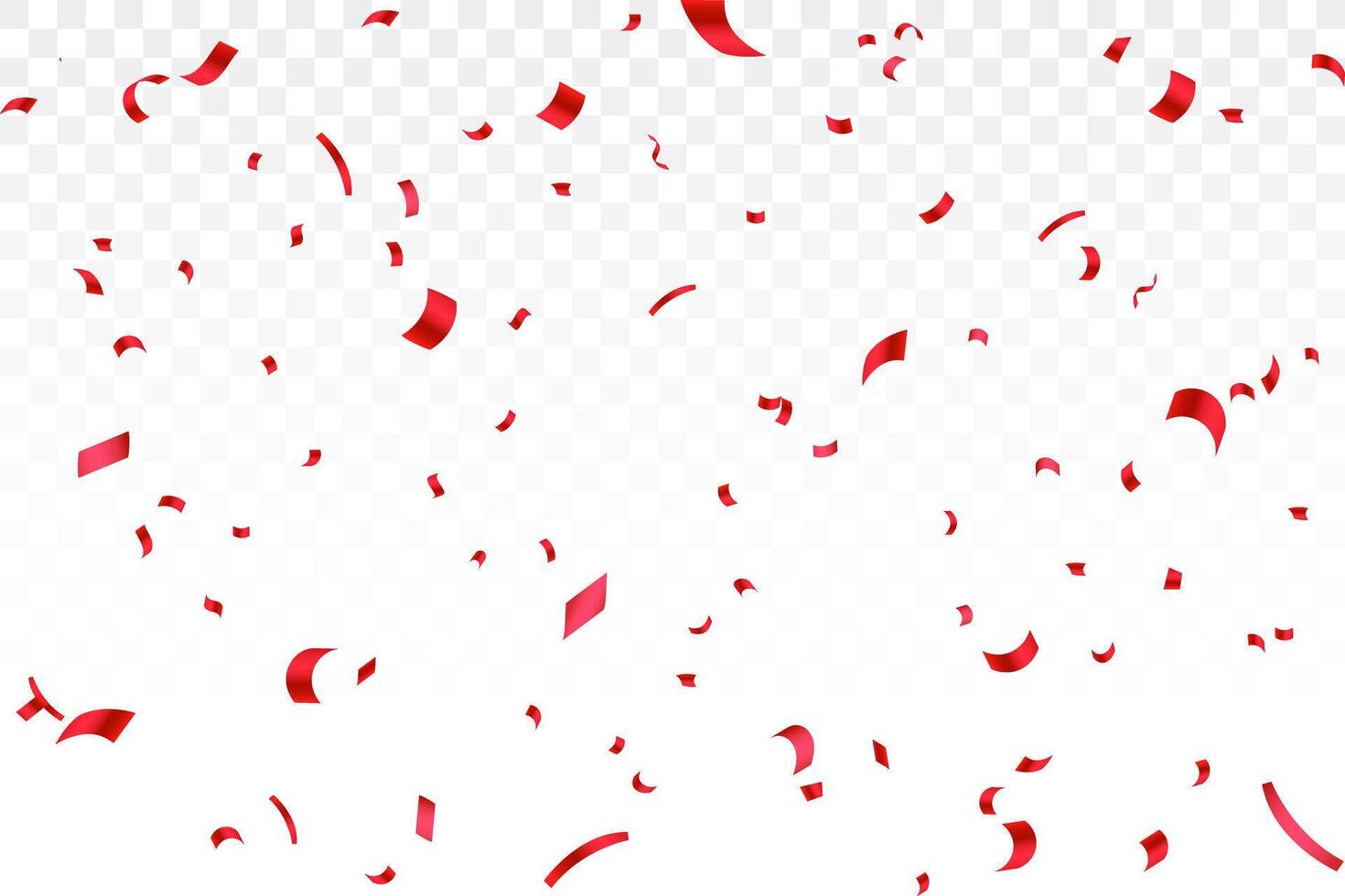 Red confetti isolated on white background, celebration party background design with confetti and red ribbons, Bright festive tinsel of red color. Valentines Day, Birthday, Holiday, New Year, vector