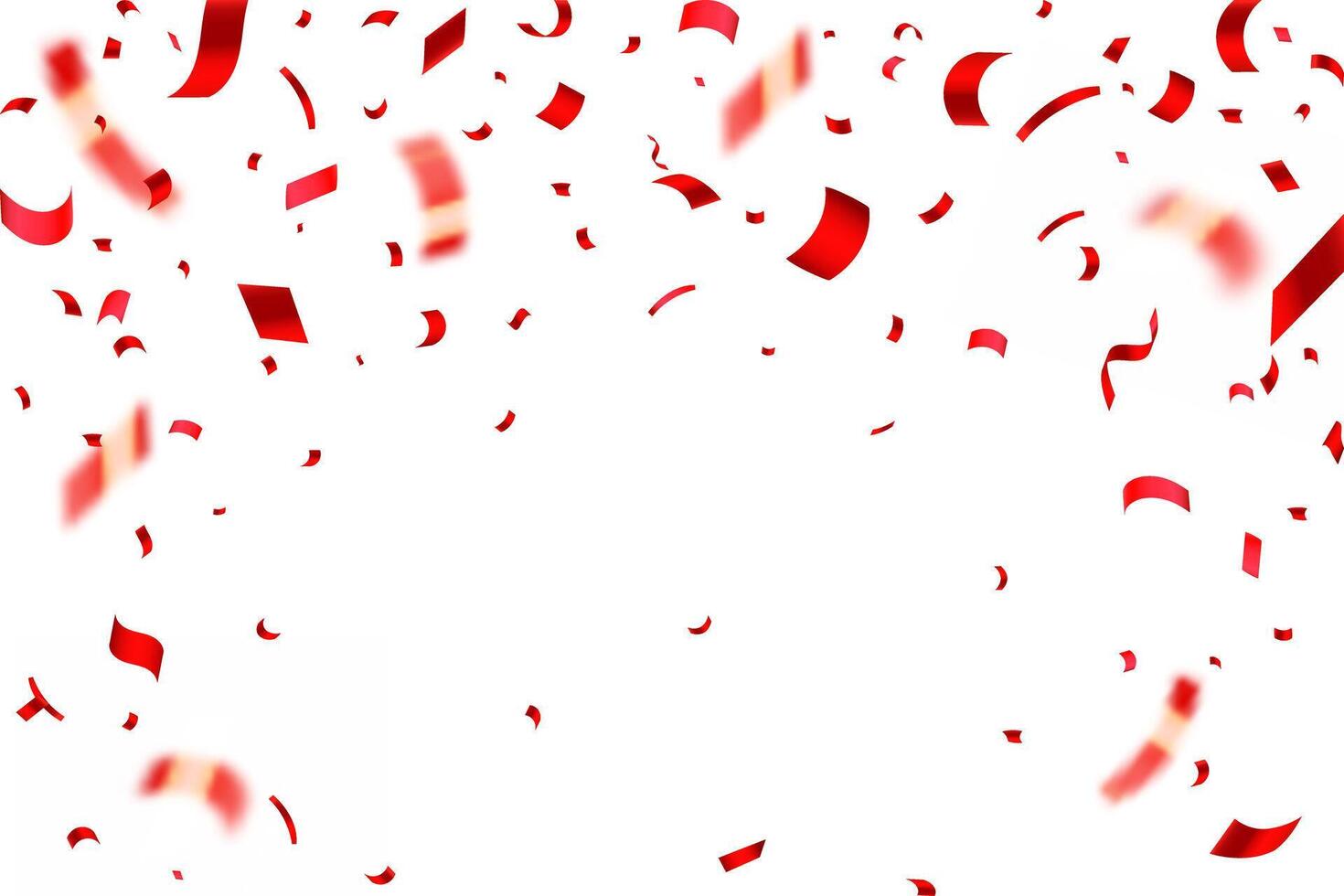Red confetti celebration party background design, Falling shiny red color confetti isolated on transparent background. Can be used for celebration, Christmas, New Year, Carnival festivity, confetti, vector