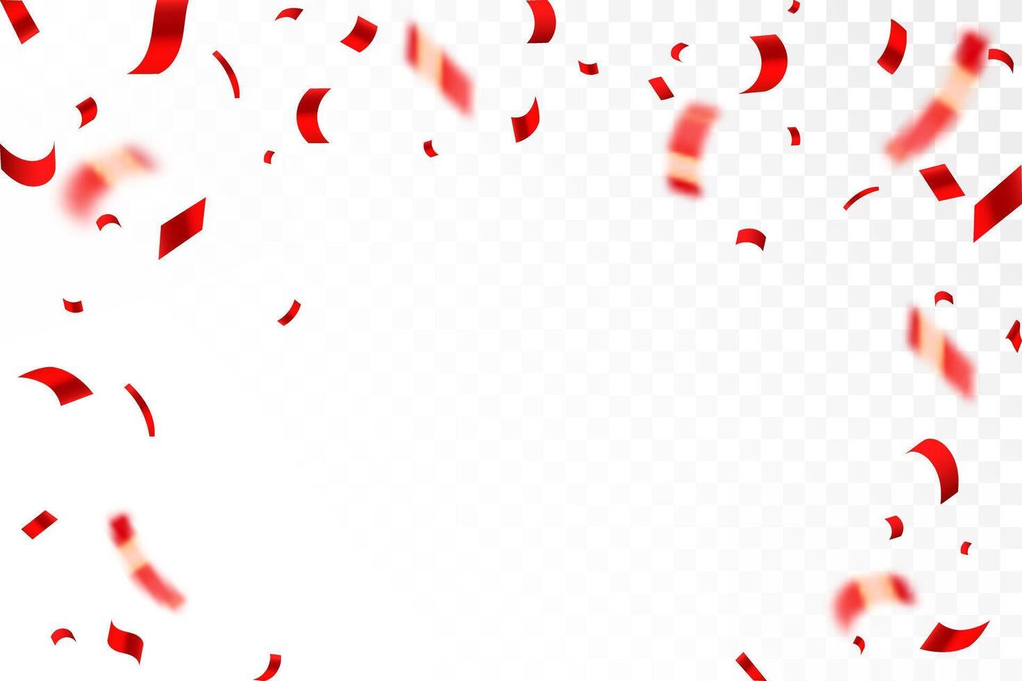 Red confetti. Shiny ribbons falling on abstract background. Design template for party celebration and birthday banner background, confetti, vector