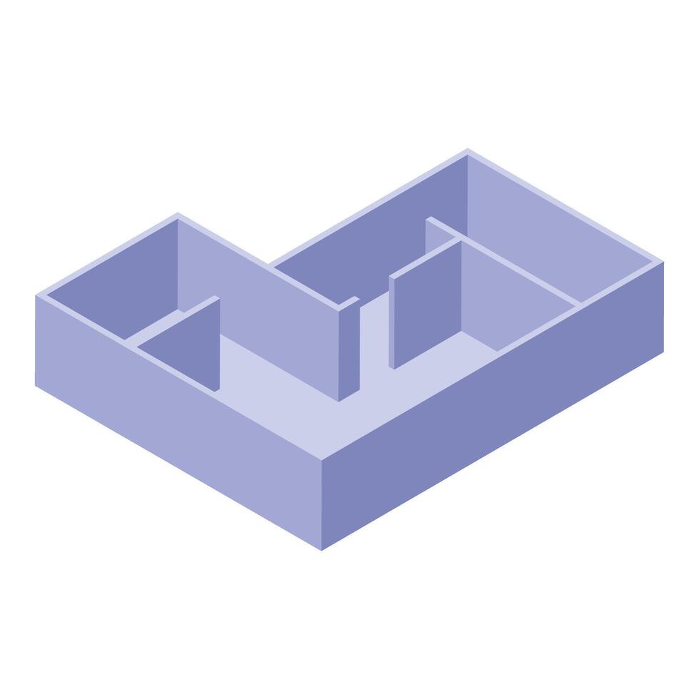 Empty apartment layout showing rooms and walls in isometric view vector