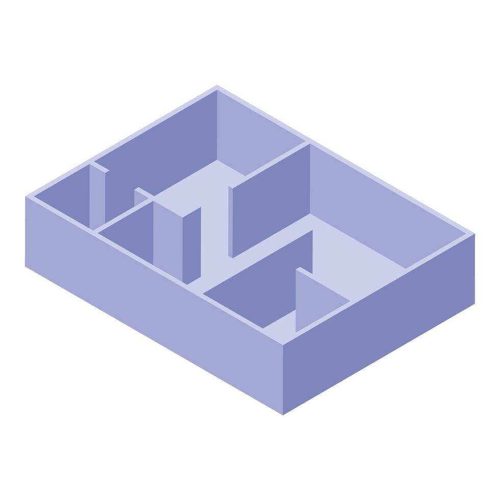 Isometric empty apartment floor plan showing rooms and walls vector