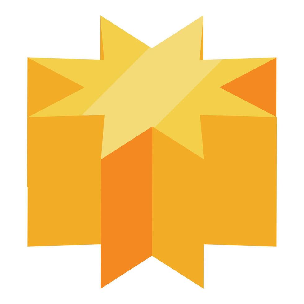 Eight pointed star combining orange and yellow colors creating a 3d effect vector