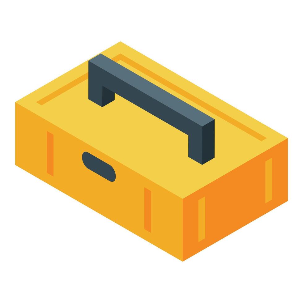 Closed yellow toolbox isometric view for construction and diy projects vector
