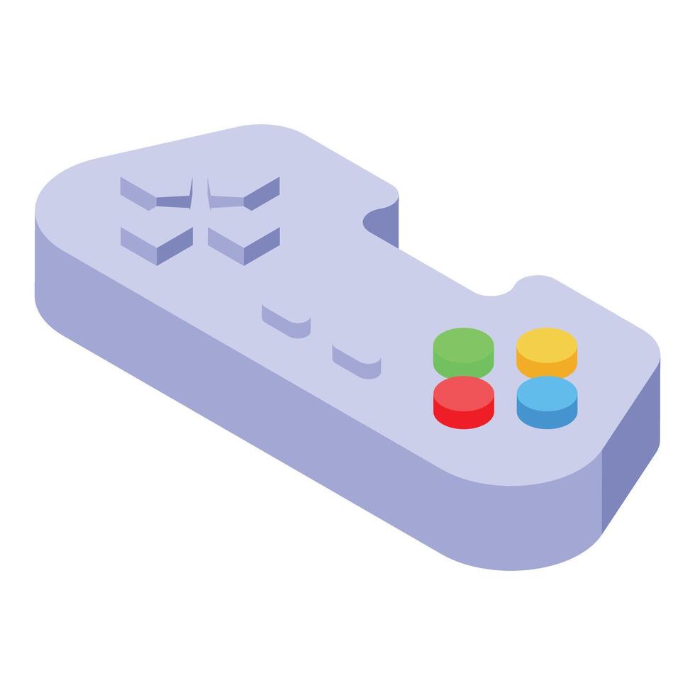 Retro game controller, playing classic arcade games with isometric style vector