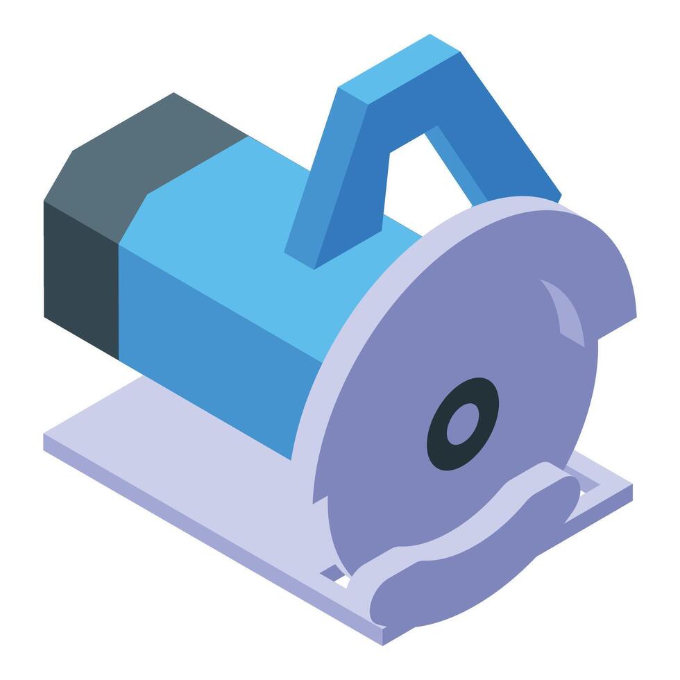 Electric circular saw cutting woodworking tool isometric view vector