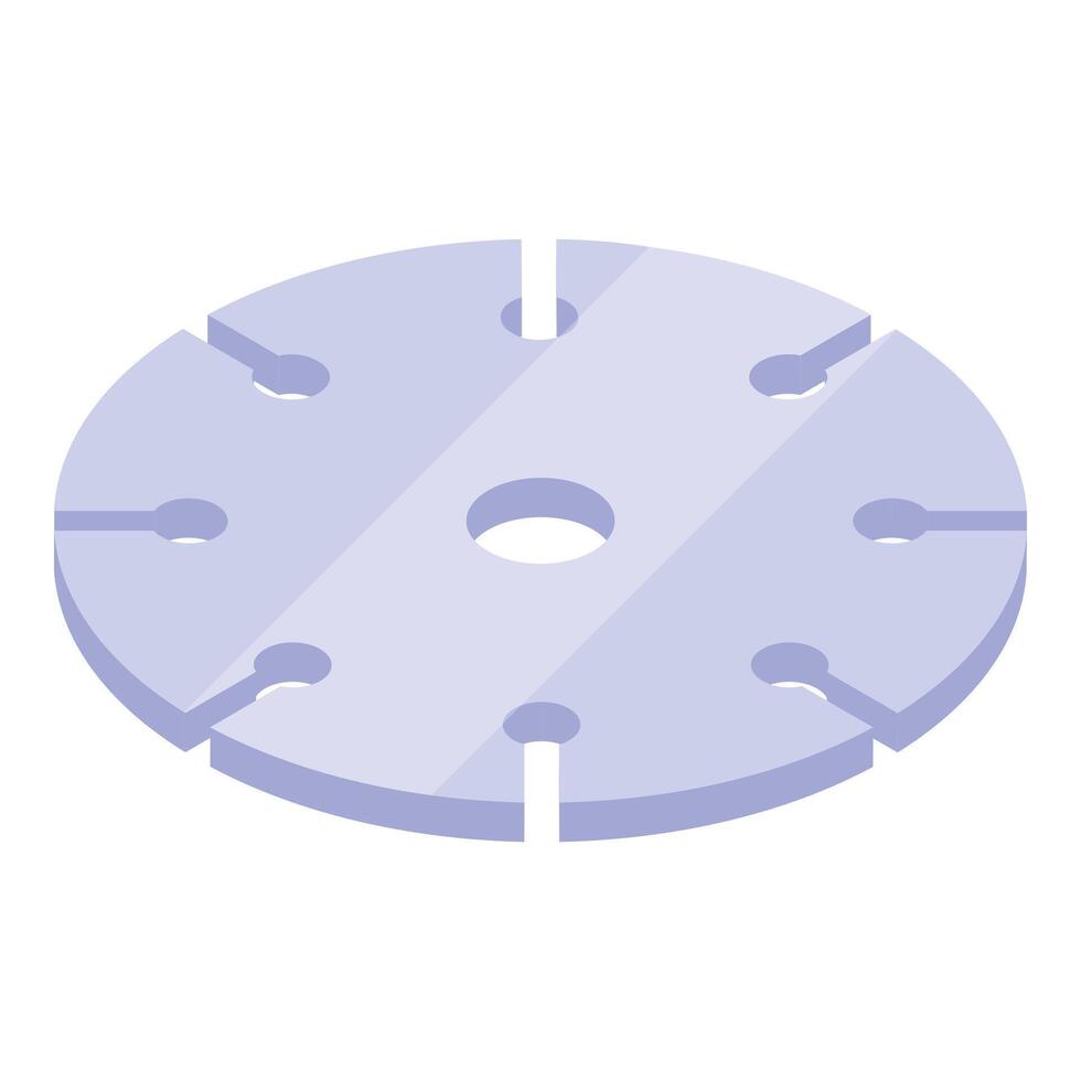 Round flange showing mounting holes and central hole vector