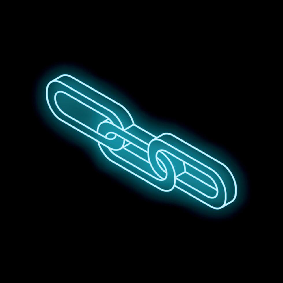 Neon blue chain glowing on black background vector
