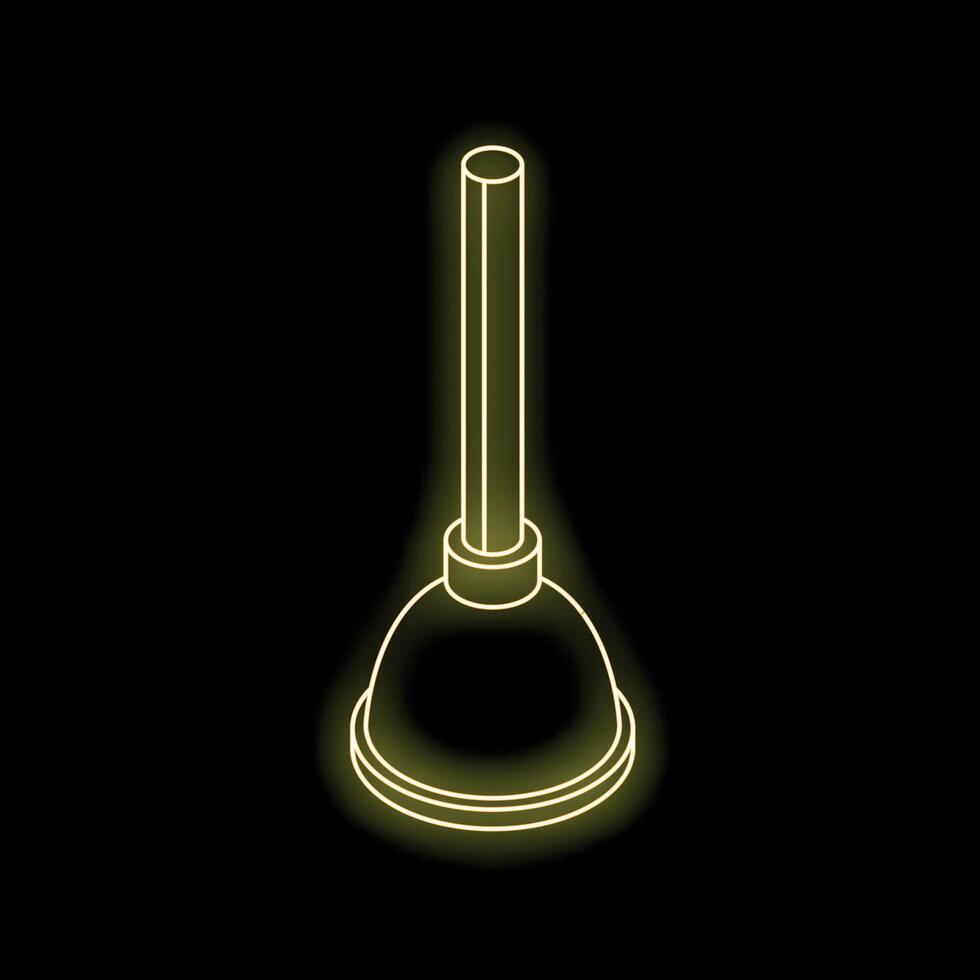 Yellow neon plunger glowing on a black background vector