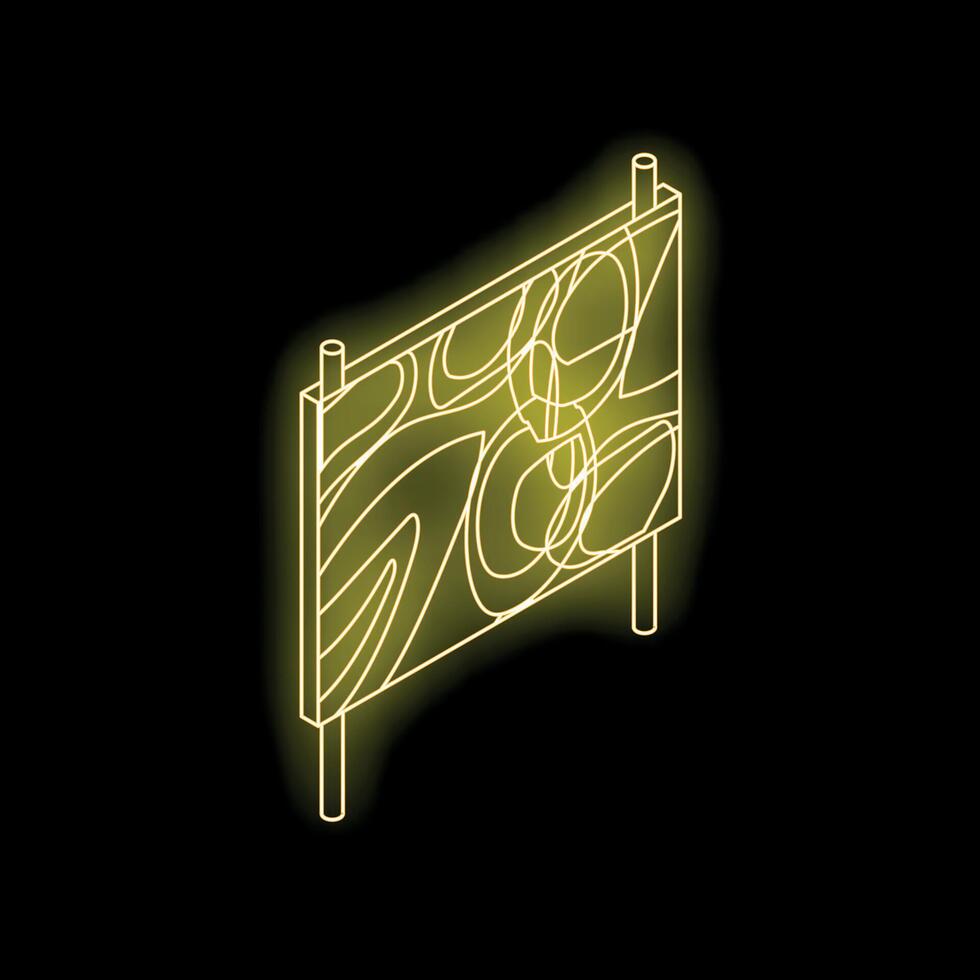 Neon sign showing a blank canvas standing on a black background vector