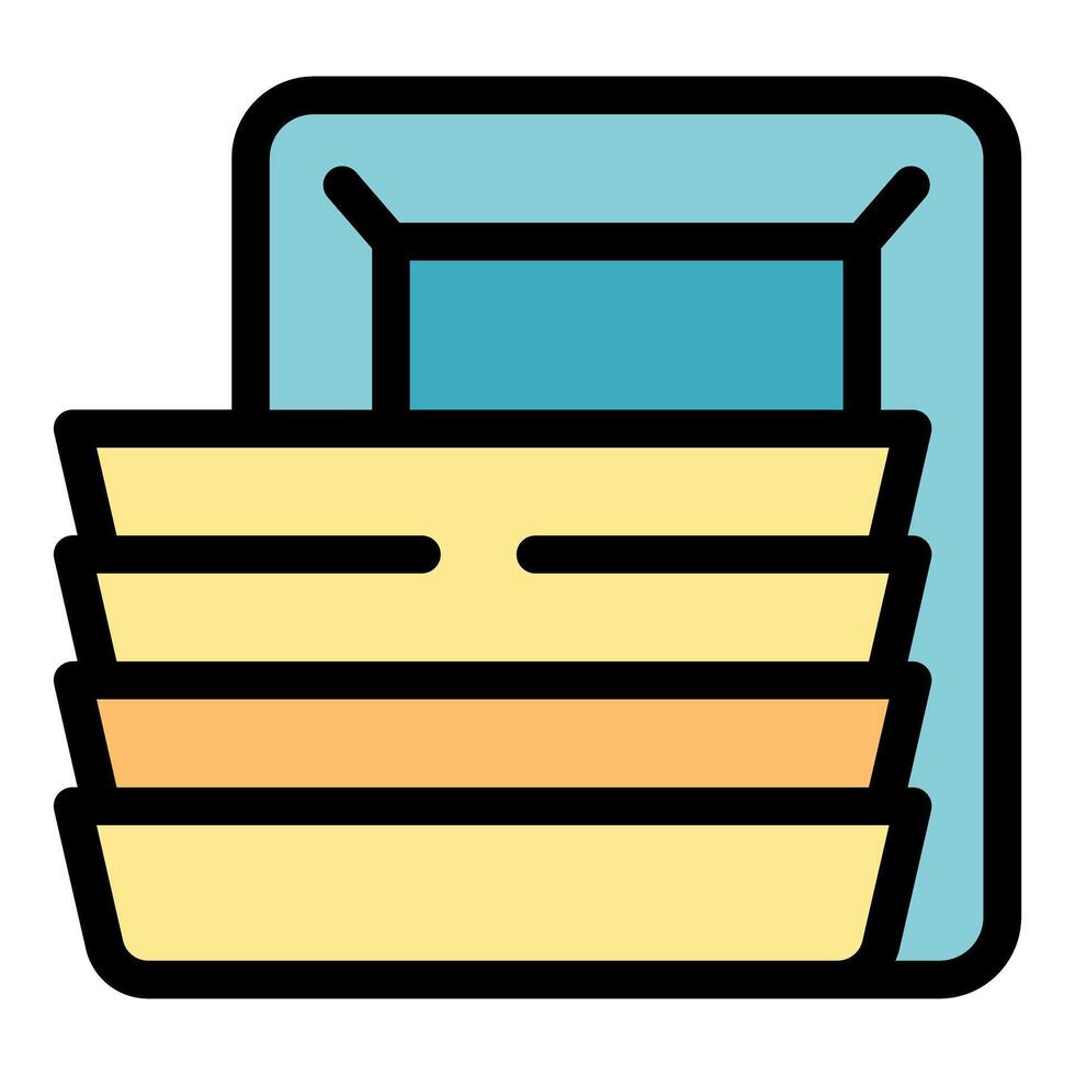 Dishwasher opening with stacked clean dishes inside modern kitchen appliance vector
