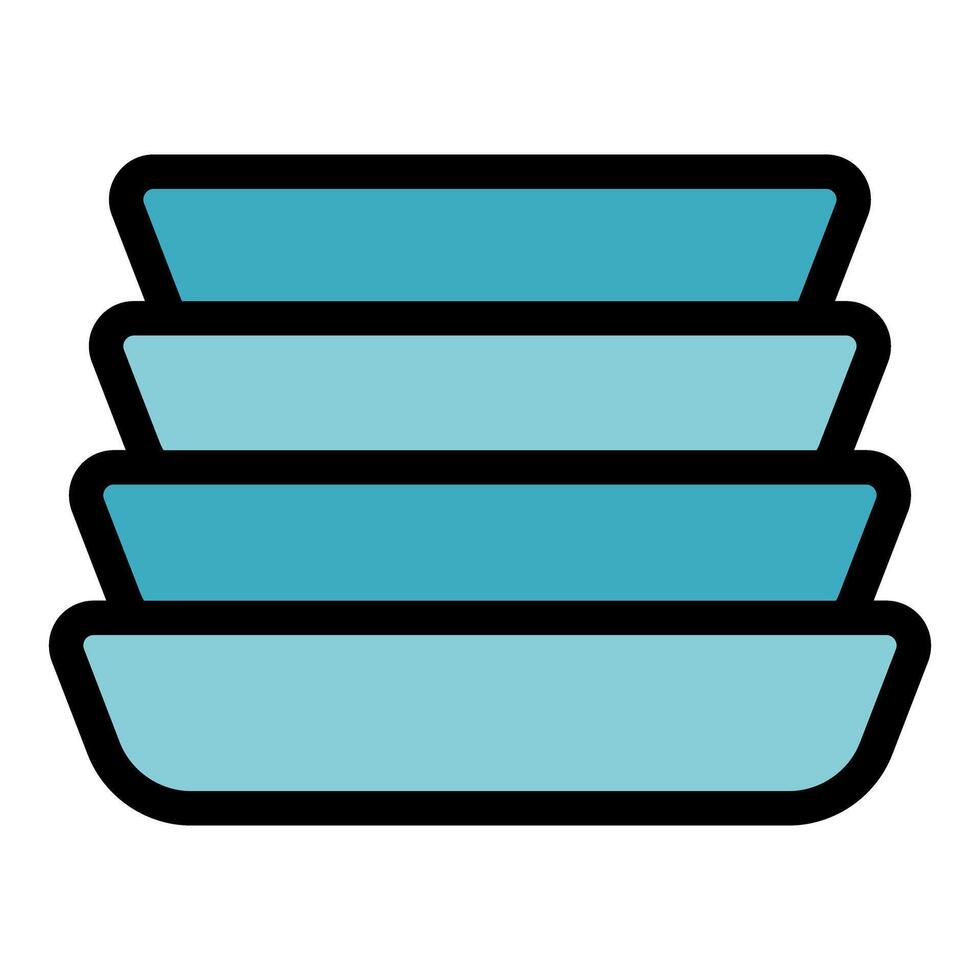 Stack of trays organizing kitchen countertop for baking vector