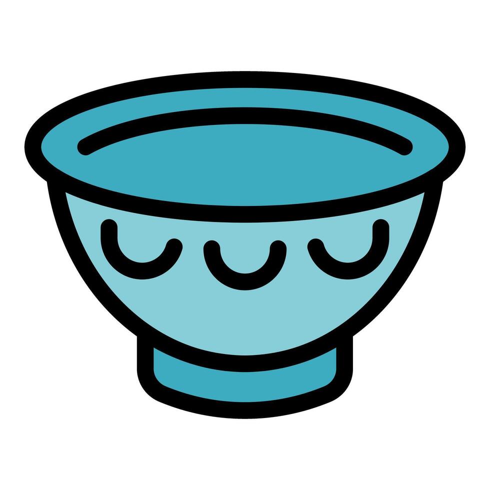 Blue empty bowl standing on white background vector
