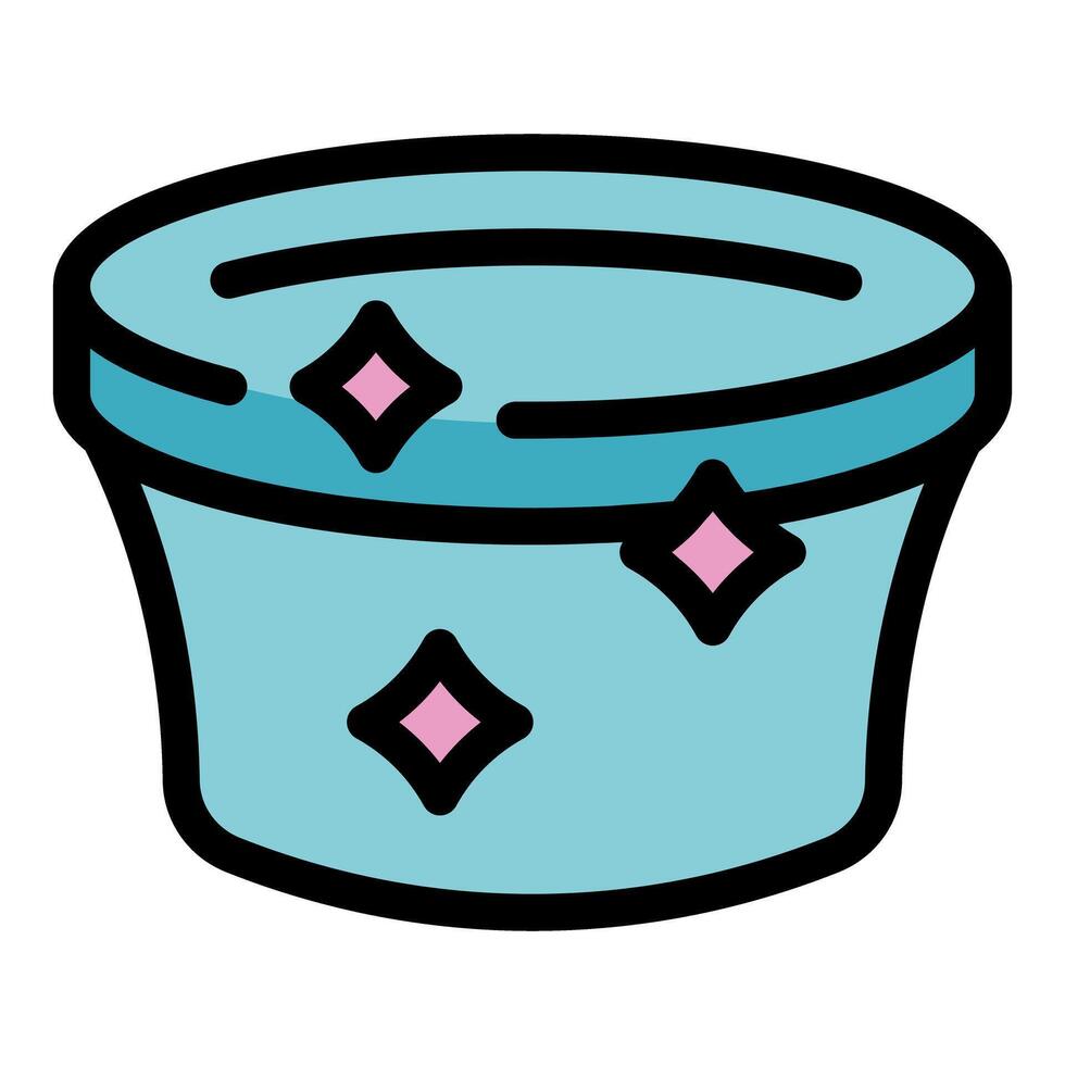 Blue cosmetic cream jar with pink diamonds is sparkling and shining vector