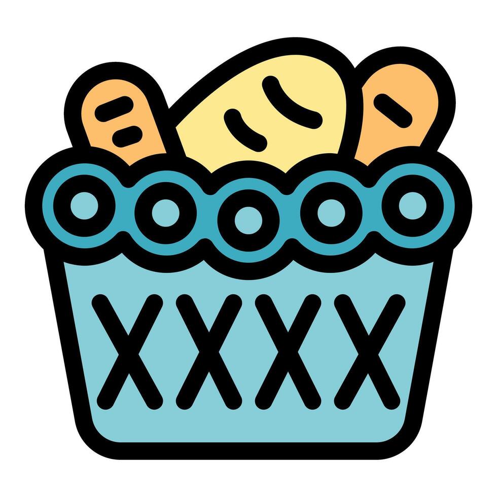 Bakery bread basket filled with bread loaves icon vector