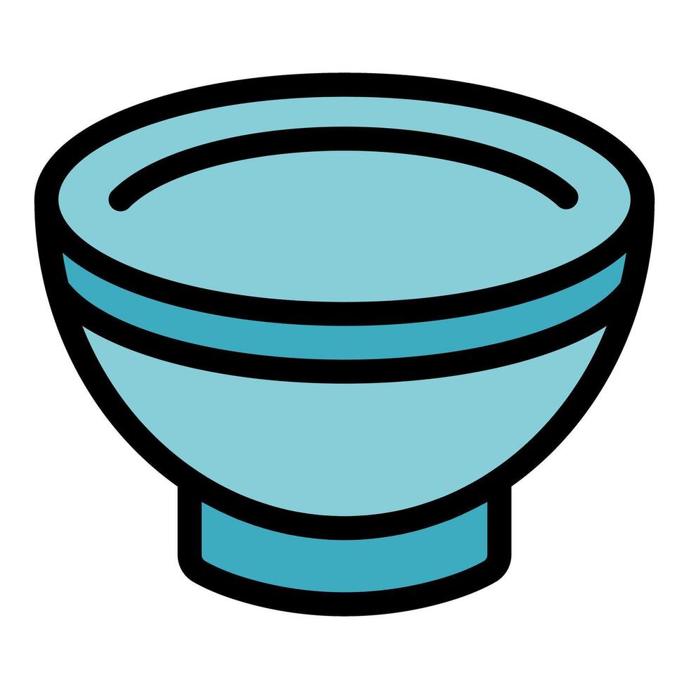 Blue empty bowl with double stripe for soup or noodles vector