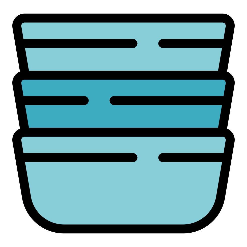 Stack of three empty bowls ready for food icon vector