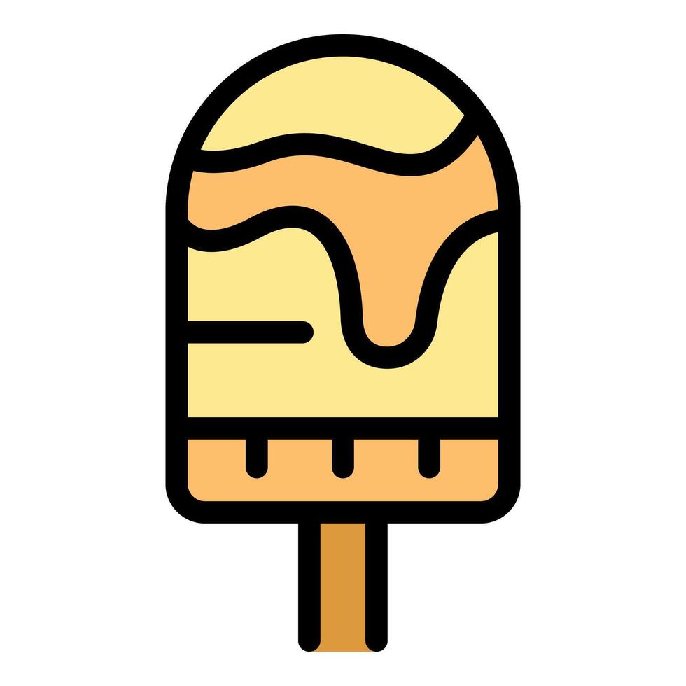 Delicious ice cream slowly melting on wooden stick vector