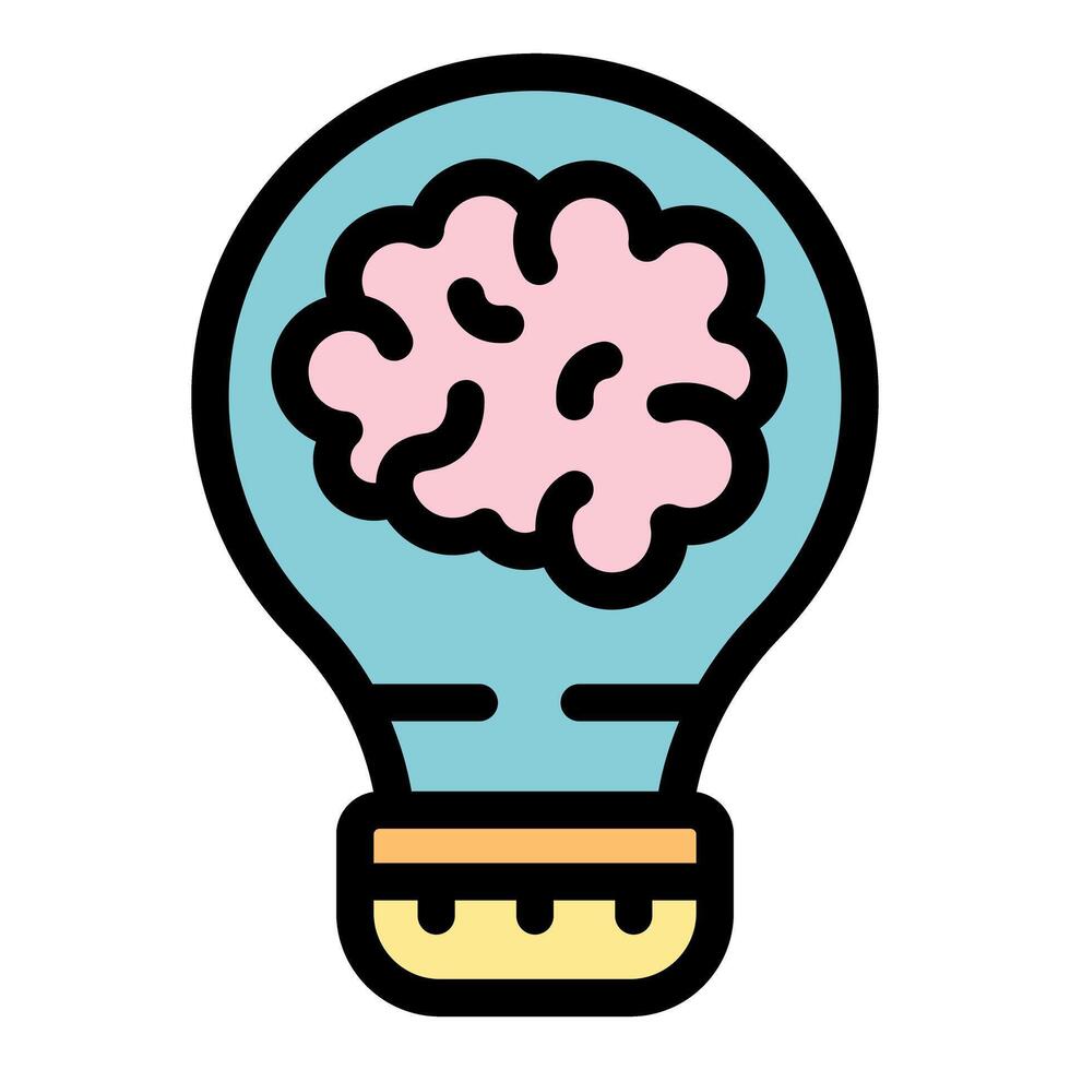 Light bulb containing brain representing good idea icon vector