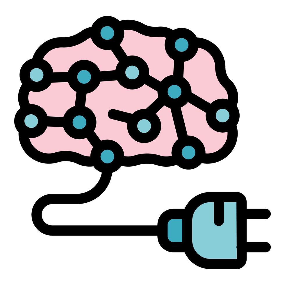 Brain charging with electric plug getting energy for creative process vector