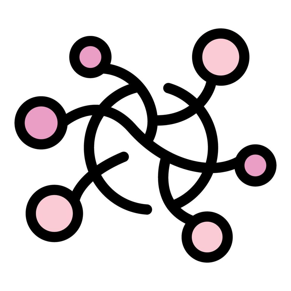 Network hub connecting six points with lines and nodes illustration vector