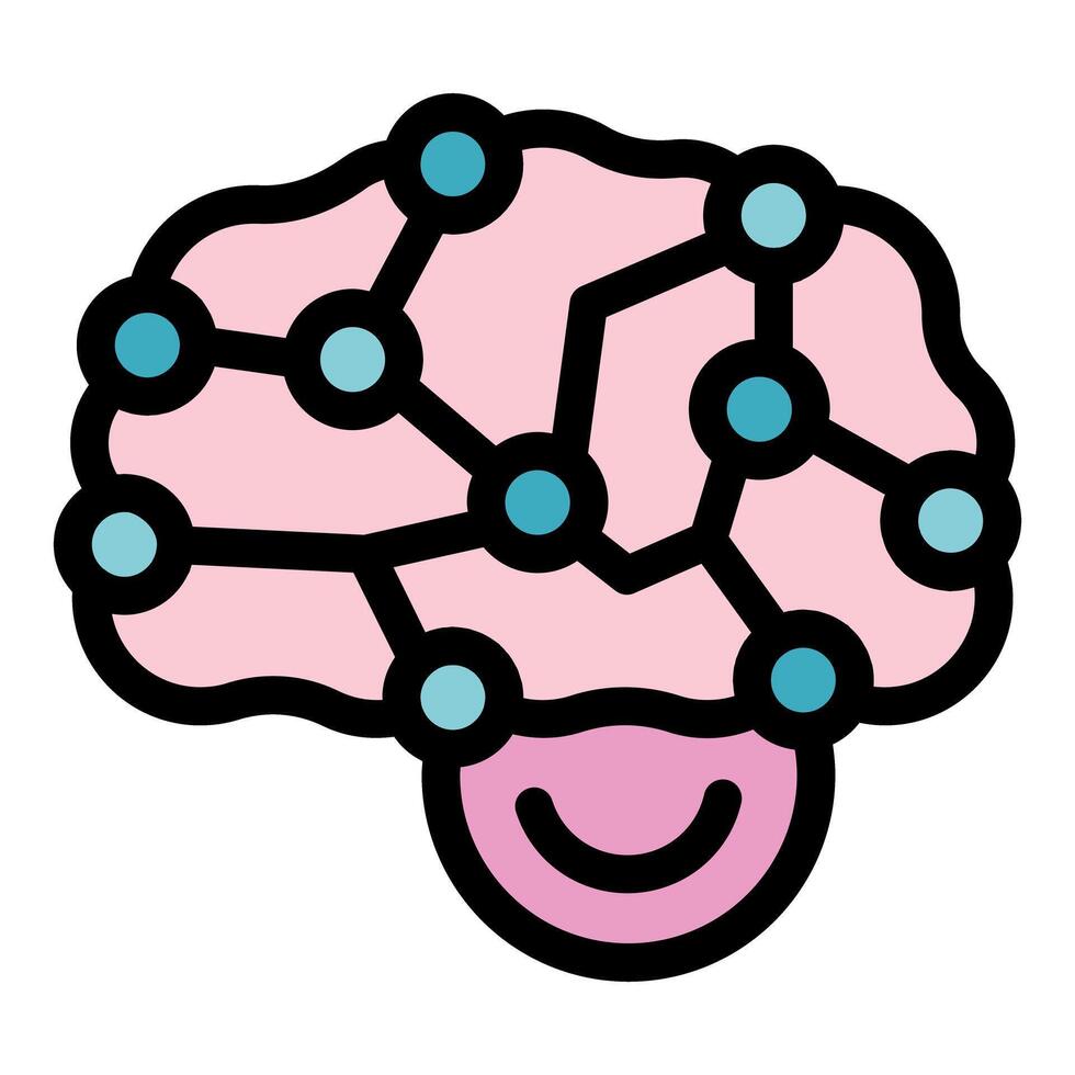 Happy brain working neural network showing mental health vector