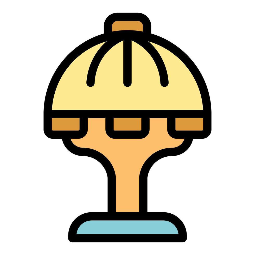 Floor lamp with yellow lampshade standing on blue circular base vector