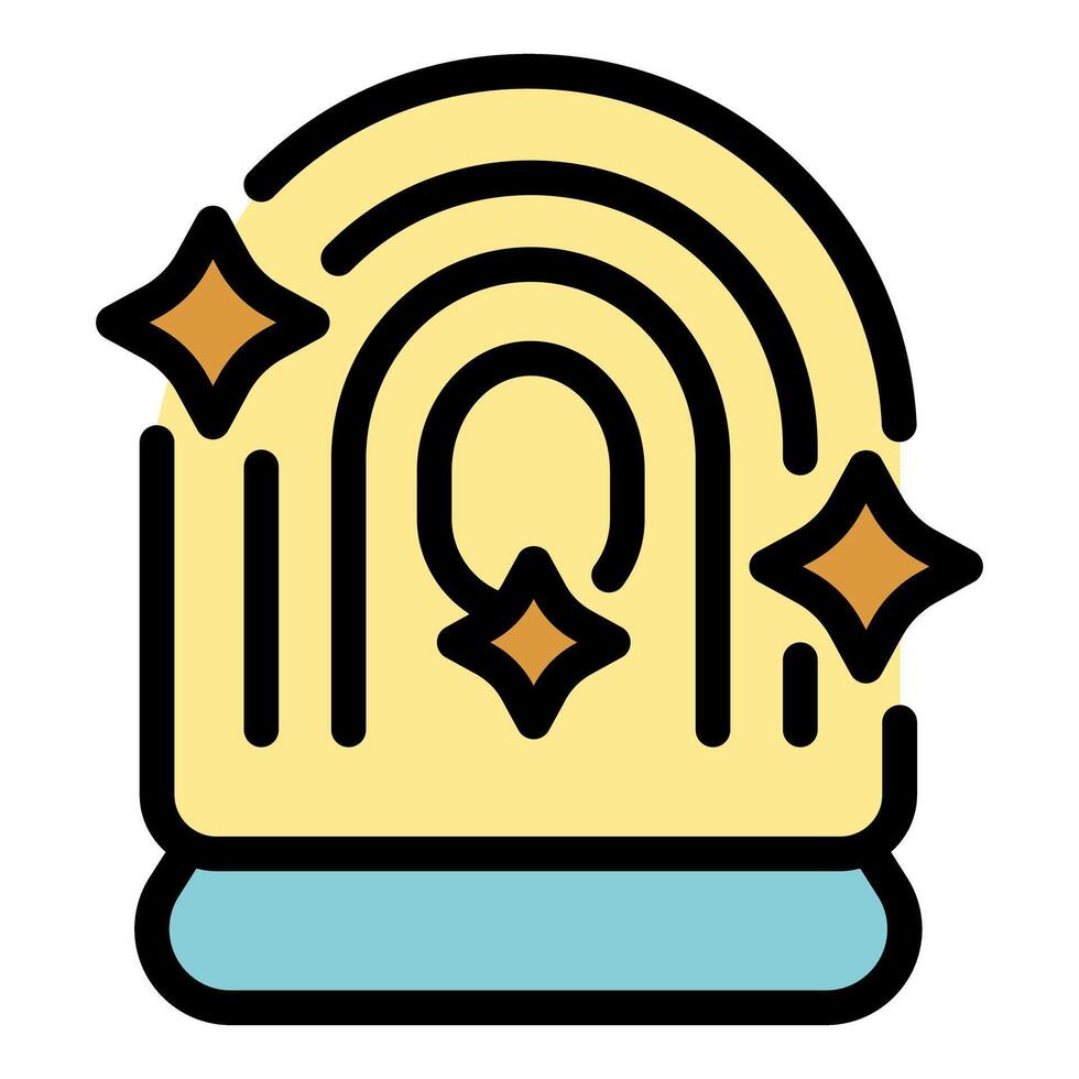 Fingerprint scanner identifying and shining with stars for access control vector