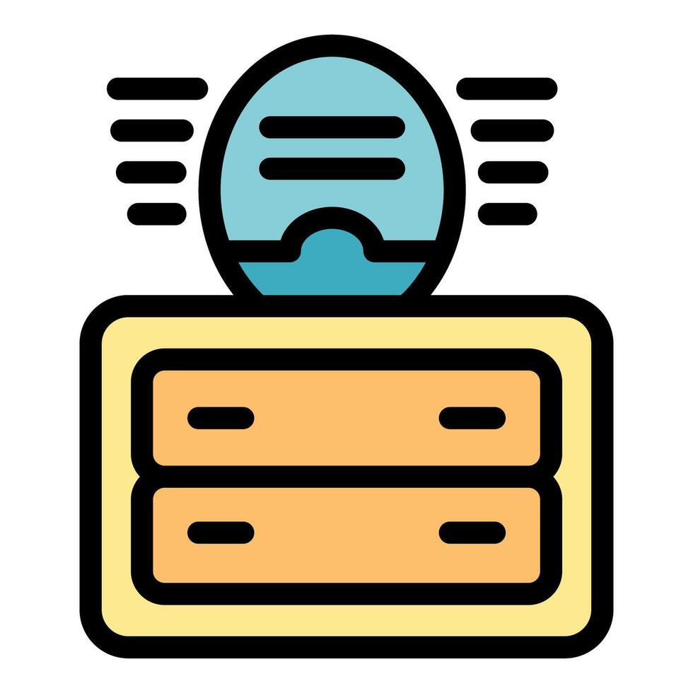 Smart speaker giving instructions to server rack with artificial intelligence vector
