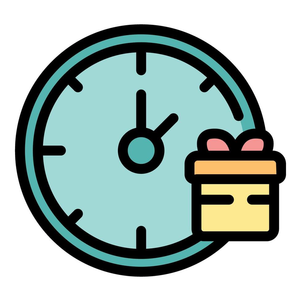 Clock showing time remaining until receiving a gift box vector