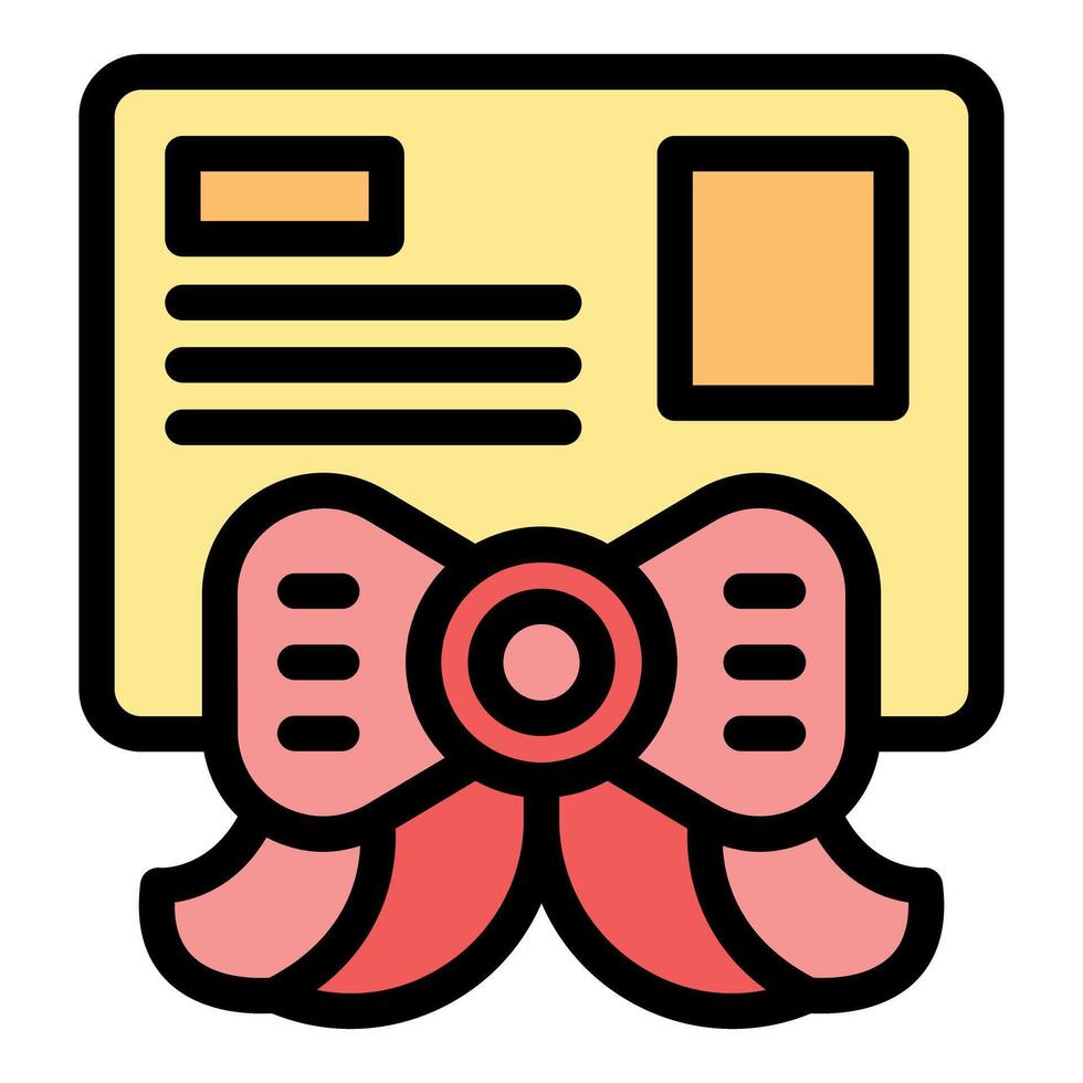 Gift card with big red ribbon being tied vector