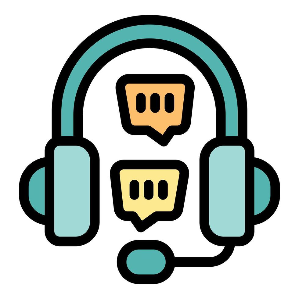 Headset showing online chatting with customer service vector