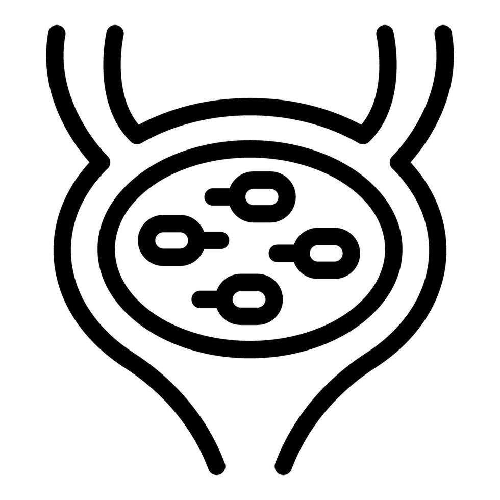 Bladder containing sperm cells, medical icon representing male reproductive system vector