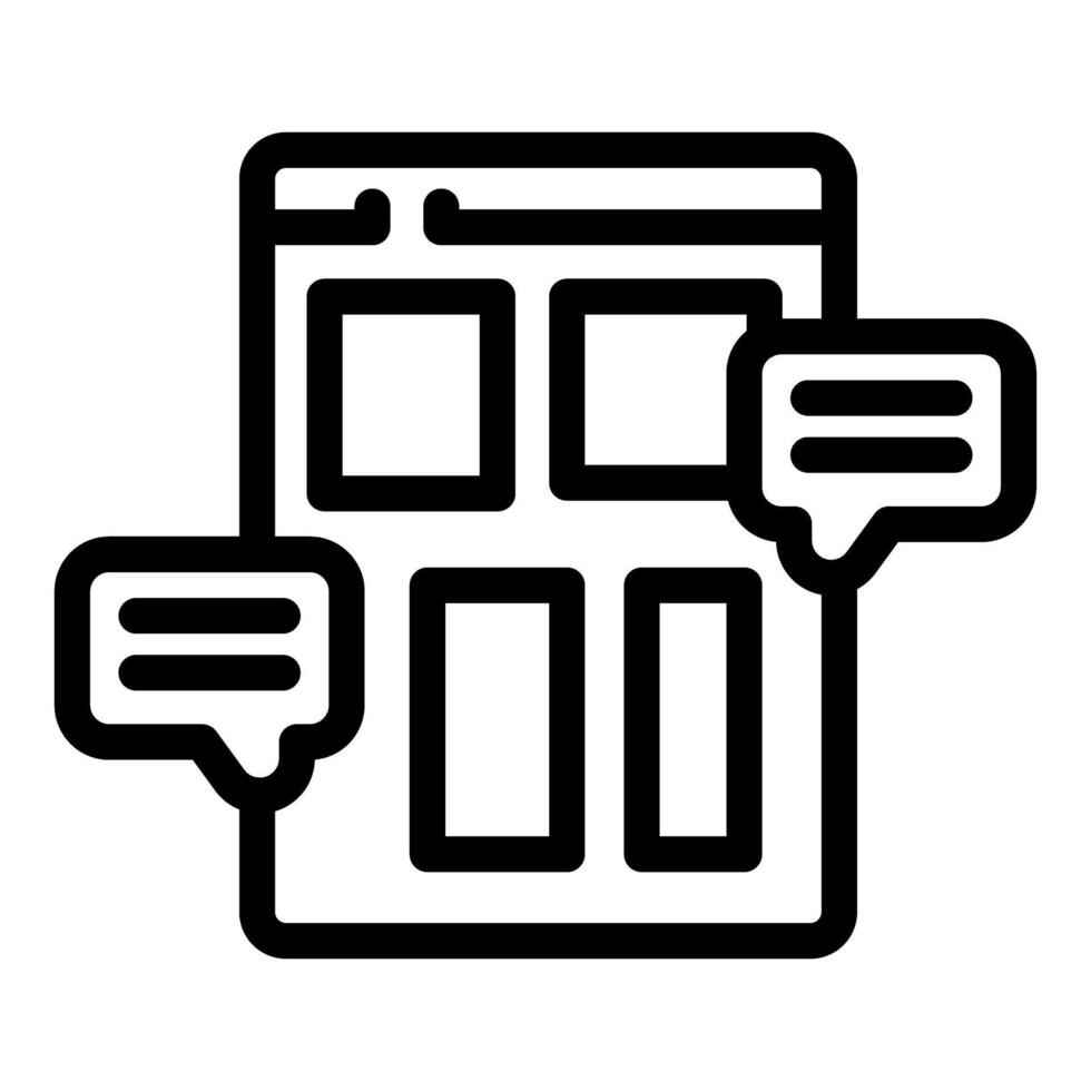 Website content management system with chat bubbles showing online communication vector