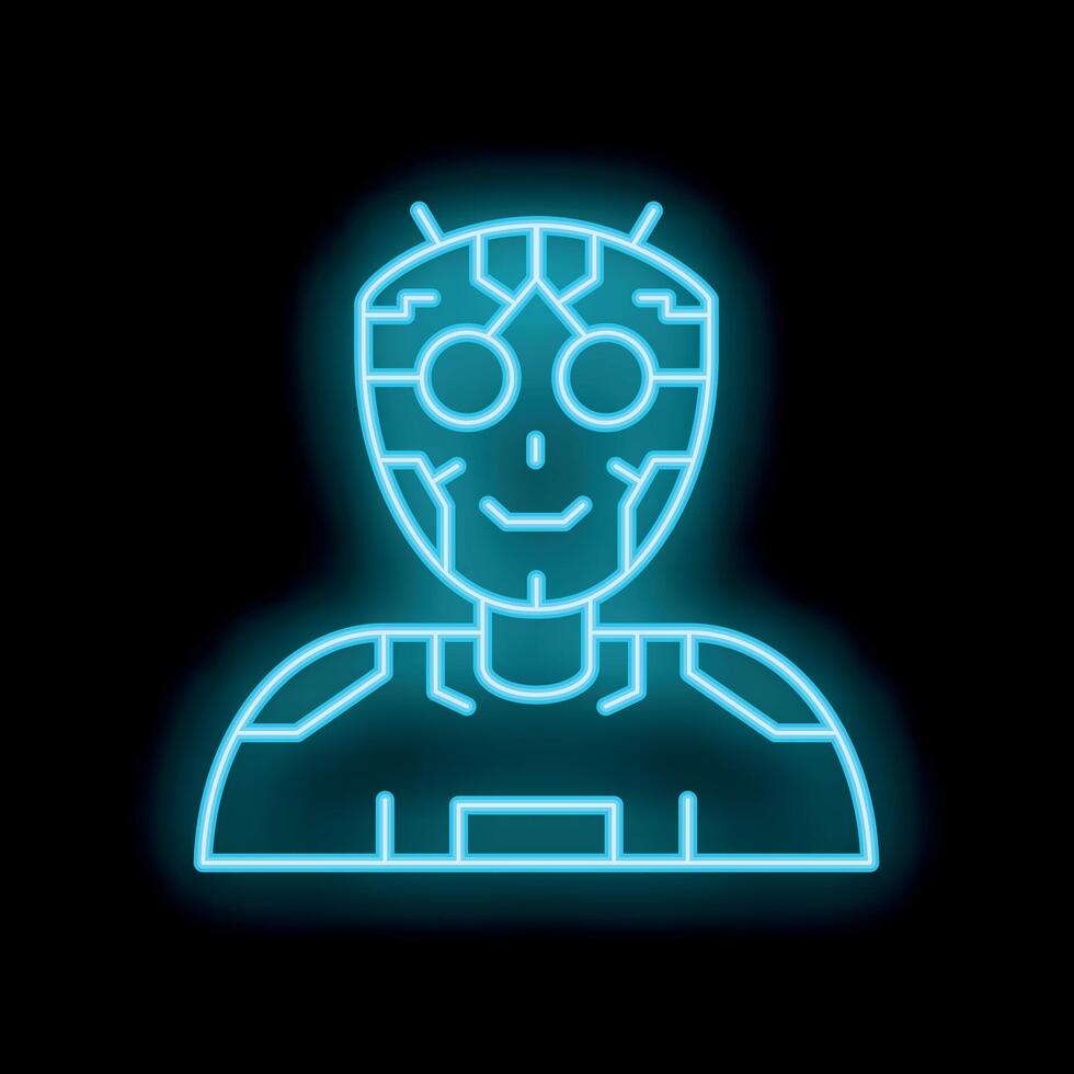 Neon blue alien being smiling and looking forward vector