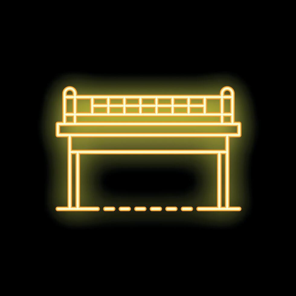 Yellow neon icon of a tennis table on black background vector