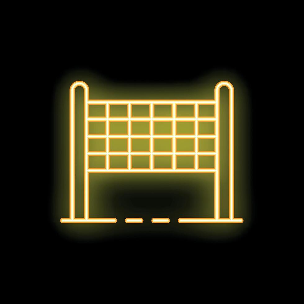 Neon yellow volleyball net glowing on black background vector