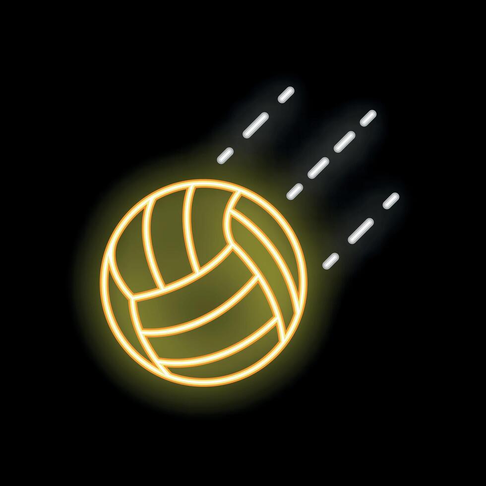 Neon volleyball flying through air with motion lines vector