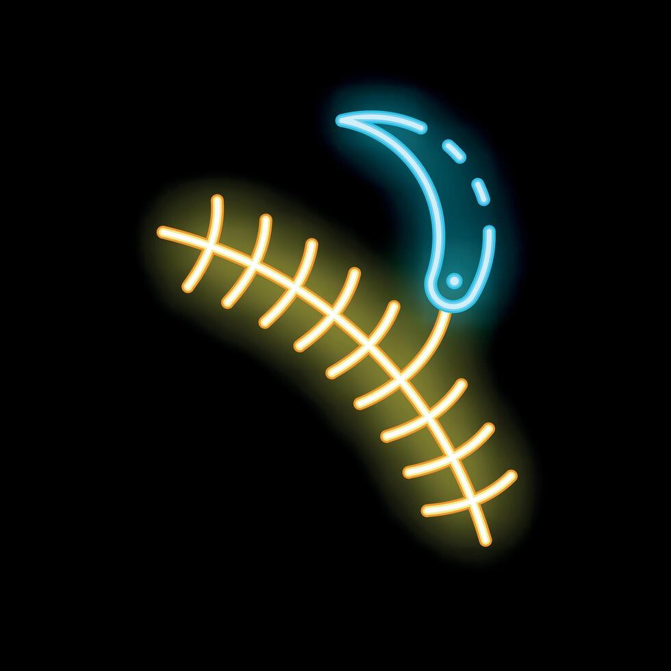 Neon zipper fastener icon glowing on dark background vector