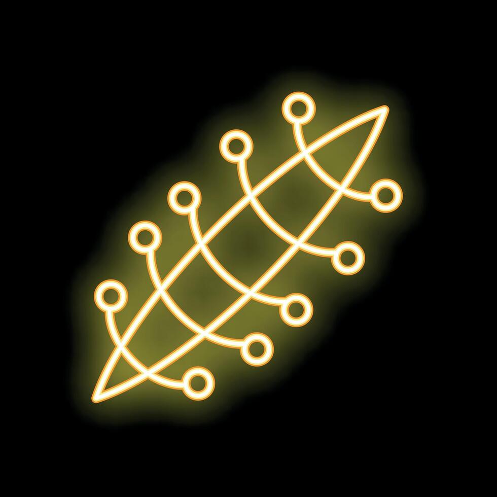 Neon yellow dna structure glowing on black background vector