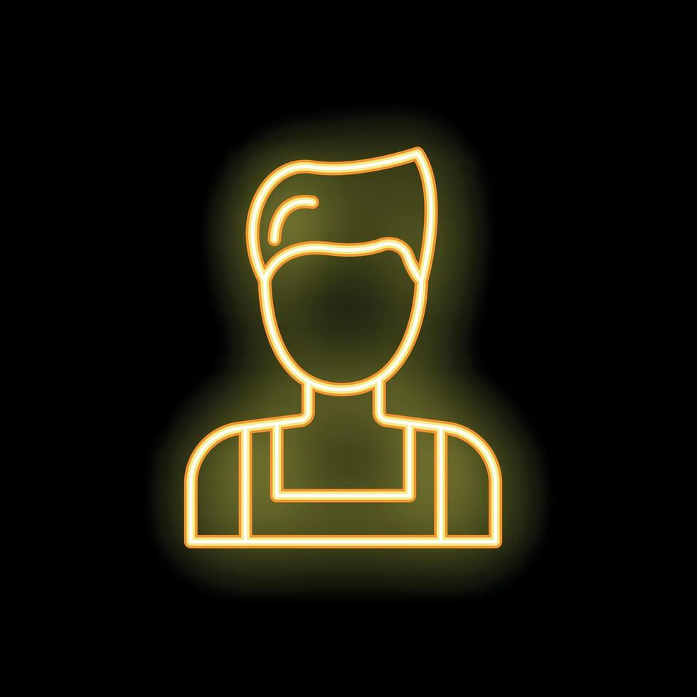 Neon yellow worker man avatar user interface icon vector