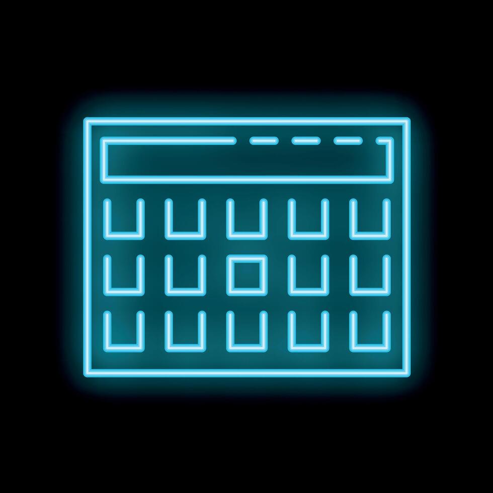 Blue neon calculator glowing in the dark vector
