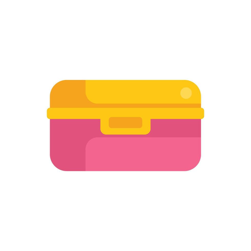 Pink lunch box keeping food fresh for your break vector