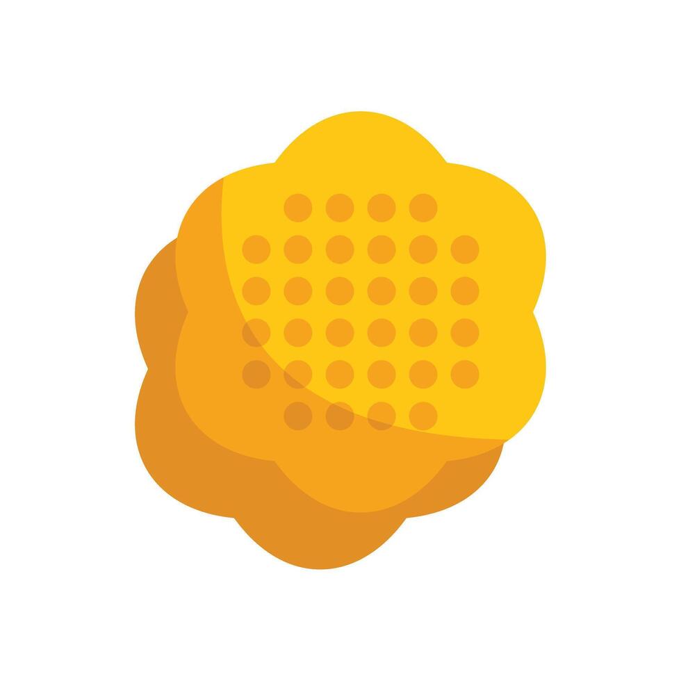 Round yellow waffle with honey pouring over it vector