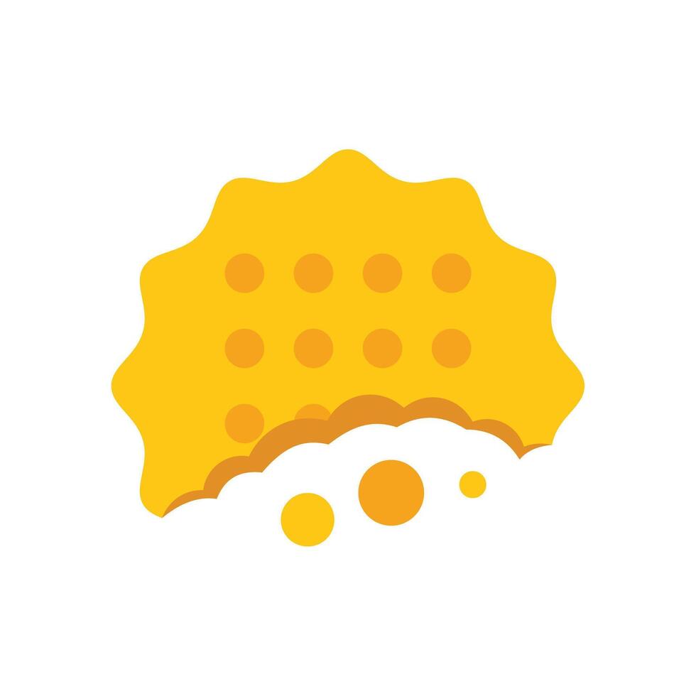 Delicious round waffle with syrup dripping down vector