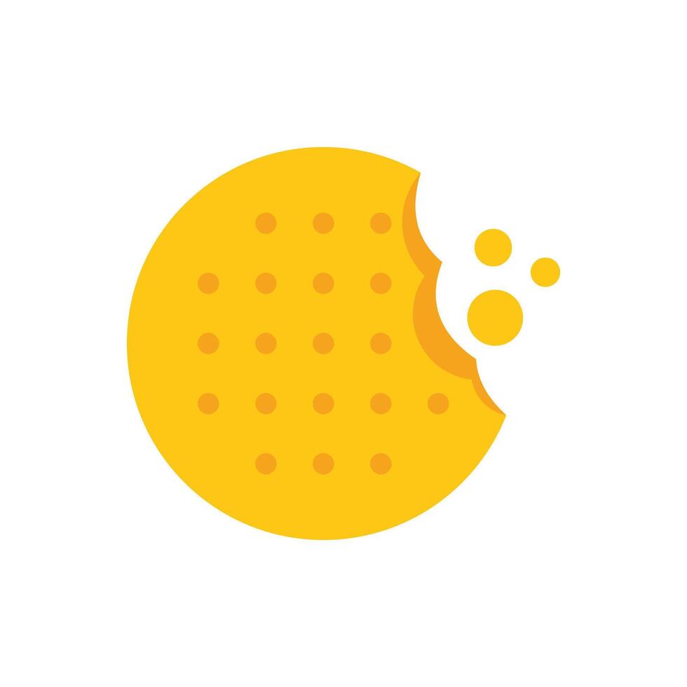 Round cookie being eaten with crumbs falling away vector