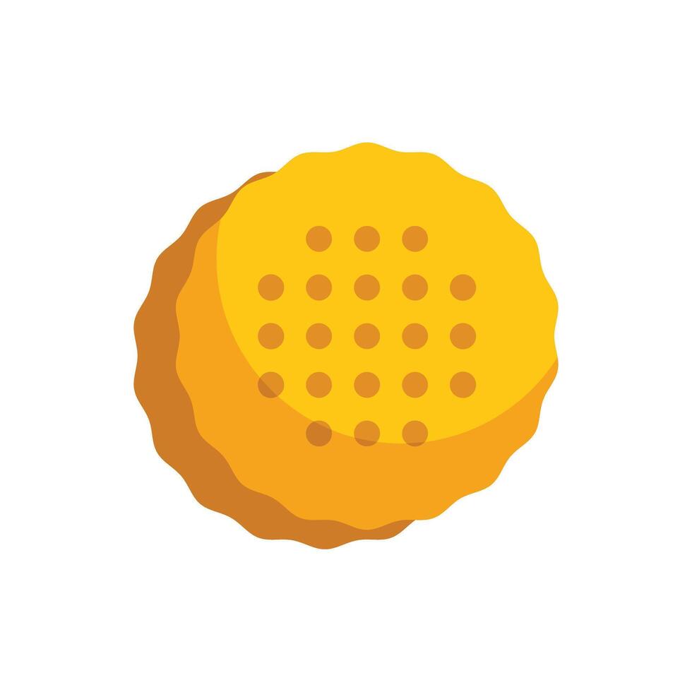 Round yellow cookie with holes is isolated on white background vector