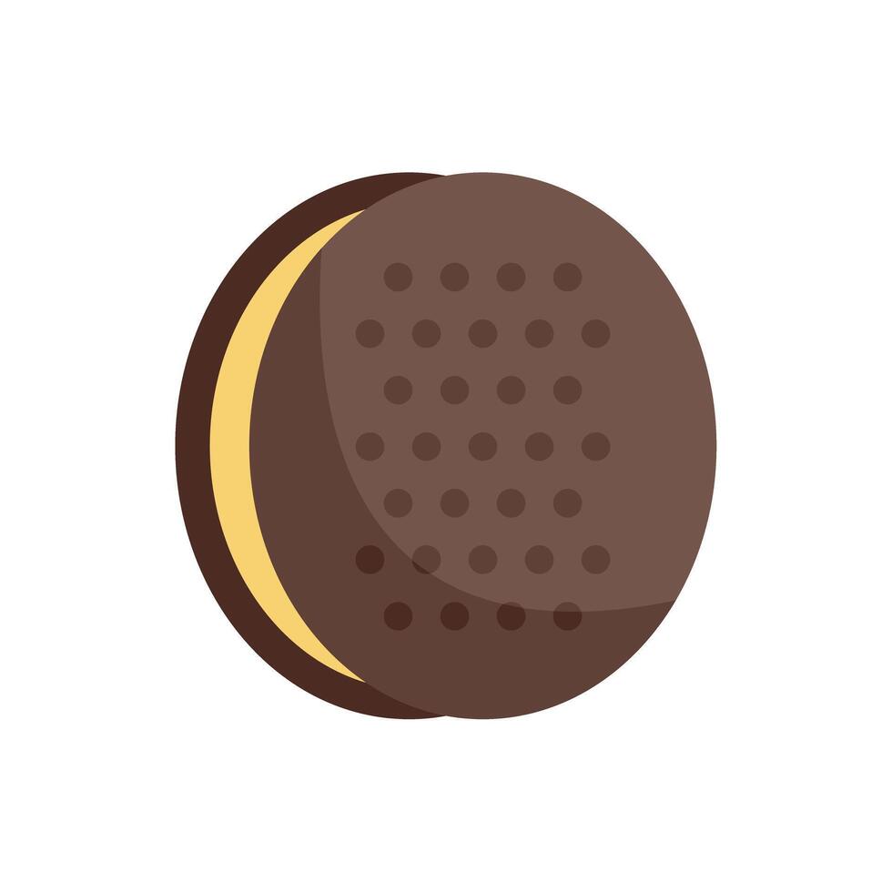 Chocolate sandwich cookie with filling showing on white background vector