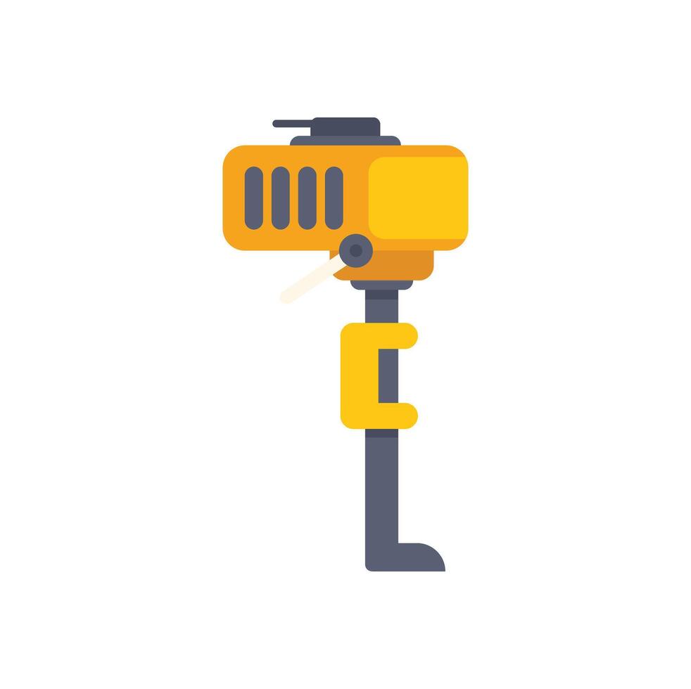 Yellow boat motor standing upright on white background vector